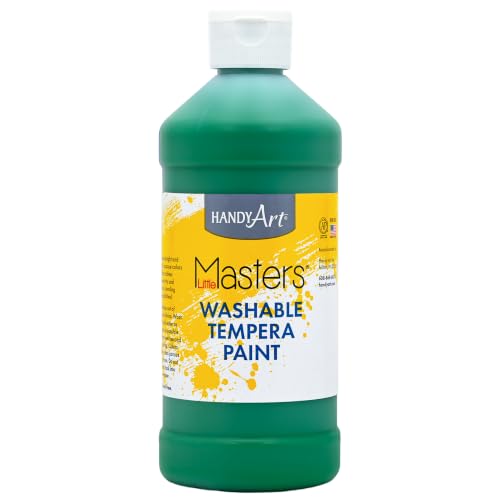 Handy Art Little Masters Washable Tempera Paint, Green, 16 oz Bottle | Bright & Mixable, High Opacity, Washable Colors for Classroom, Students, Kids, Young Artists, Safe & Non-Toxic, Made in USA - color: Green, size: 16 Fl Oz (Pack of 1)