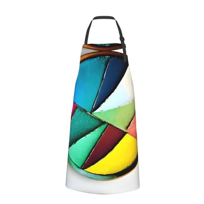 Round watercolor painting Heavy Duty Waterproof Apron with Pockets for AdultsResistant Grilling, Gardening, Painting - color: Round Palette