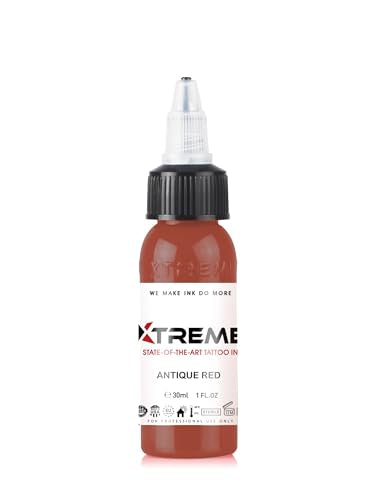 Xtreme Tattoo Ink, Versatile Medium Viscosity for Precision Tattooing, Rich Hue, Quick Healing, Acrylic-Free, Water Based and Premium Quality - Ready-to-Use Tattoo Ink (Antique Red, 1 oz) - color: Antique Red, size: 1 oz