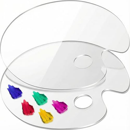 DUGATO Clear Acrylic Paint Palette, 2-Pack Oval Paint Trays, 15.7 x 11.8 in | Big Size Palette, Non-stick Surface, Suitable for Acrylic, Oil & Watercolor - size: Oval Large 15.7 x 11.8 inches 2pcs