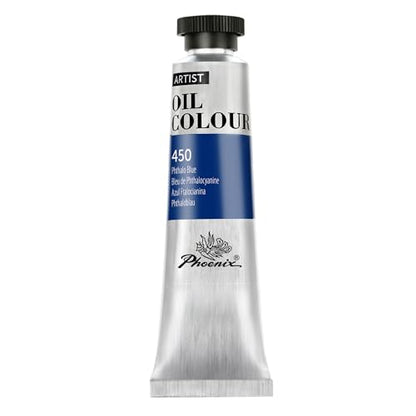 PHOENIX Phthalo Blue Oil Paint - 40ml / 1.35 Fl oz. Single Tube - Artist Quality Phthalocyanine Blue Oil Based Paint for Professionals - color: Phthalo Blue