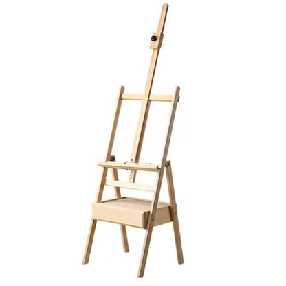 Large Wooden H-Frame Easel with Storage Drawer, Height Adjustable Art Easel Stand for Artists, Students, Studio, Painting and Display(Natural) - color: Natural