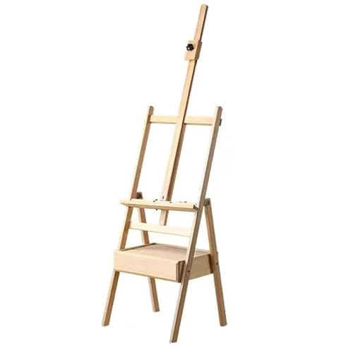 Large Wooden H-Frame Easel with Storage Drawer, Height Adjustable Art Easel Stand for Artists, Students, Studio, Painting and Display(Natural) - color: Natural