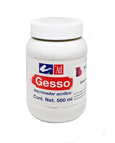 ATL White Gesso (16.9 oz - 500 mL) - Acrylic and Oil Primer, Color with Acrylic Paints, Achieve Diverse Textures with Pigments, Sand, and Other Materials.