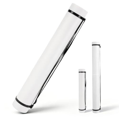 DEWEL Poster Tube, Waterproof Poster Holder Plastic Expandable Poster/Art/Document Storage Tube 24.5" to 40", Adjustable Poster Storage Blueprint Holder with Carrying Strap (White-Large Size) - color: White (Round), size: Large