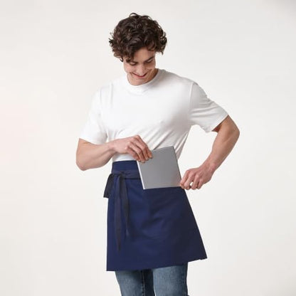 Unisex Waist Apron with Pockets Waiter Bar Half Bistro Apron 4251BY - color: Navy, size: 1 Pack