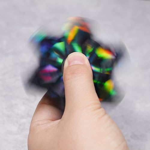 NiArt DIY Epoxy Resin Fidget Spinner Molds Set – 5 Holographic Silicone Casting Molds with Rainbow Texture, 15 Bearings, 15 Pairs Plastic Caps & Organizer Box for Handmade Finger Toys & Craft Projects - size: 5 Molds + 15 Cap Bearings