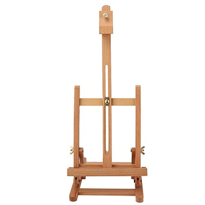 SUNGOOYUE Tabletop Wooden Studio Easel Adjustable H Frame Drawing Board in Red Beech with Electroplating Hardware Height and Angle Adjustment for Artists Home