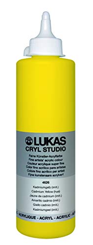 Lukas CRYL Studio Artist Acrylic Paint, Cadmium Yellow Light Hue, 500 ml Bottle - High Pigment Acrylic Paints for Canvas Painting, Large Scale Works - Medium-Viscosity, Water-Mixable, Fast Drying - color: Cadmium Yellow Light Hue, size: 16.91 Fl Oz (Pack