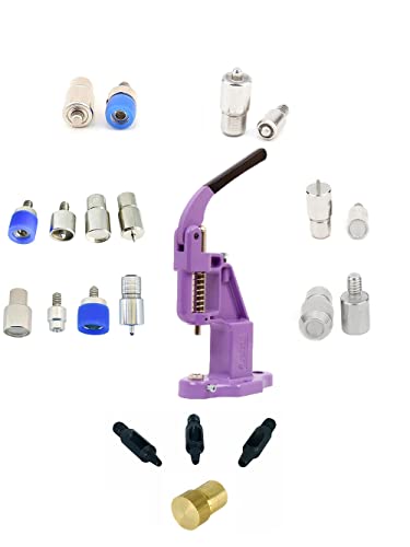 Hobby Trendy Hand Press Machine with Variety of Dies & Hole Punches Multi-Purpose Starter Bundle Grommet Eyelet Rivet and Snap Button Setting Tool Kit for Leather Canvas & Fabric(Lilac) - color: Lilac Press
