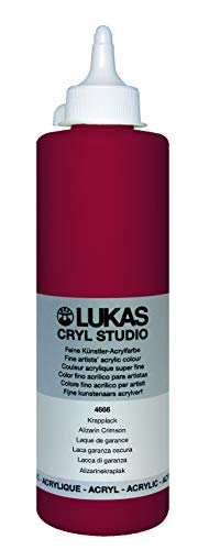 Lukas CRYL Studio Artist Acrylic Paint, Alizarin Crimson, 500 ml Bottle - High Pigment Acrylic Paints for Canvas Painting, Large Scale Works - Medium-Viscosity, Water-Mixable, Fast Drying - color: Alizarin Crimson, size: 16.91 Fl Oz (Pack of 1)