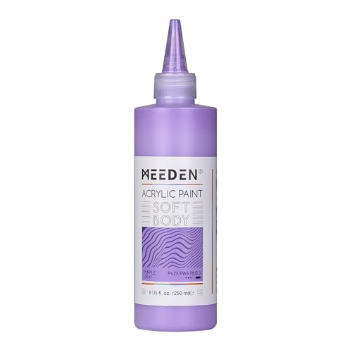MEEDEN Purple Gray Acrylic Paint: Matte Finish - 250ml/8.45oz Soft Body Bulk Acrylic Colors in Ergonomic Bottle - Fluid Flow Art Paints for Artists Canvas Painting - color: Purple Gray