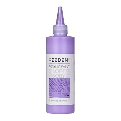 MEEDEN Purple Gray Acrylic Paint: Matte Finish - 250ml/8.45oz Soft Body Bulk Acrylic Colors in Ergonomic Bottle - Fluid Flow Art Paints for Artists Canvas Painting - color: Purple Gray