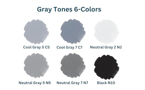 Art Alternatives Illustration Marker, 6-Marker Set, Gray Tones - color: 6-Gray Tones, style: SET