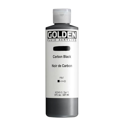 GOLDEN Fluid Acrylics, Carbon Black, 8 fl. oz. Bottle, Professional Acrylic Paint, Opaque
