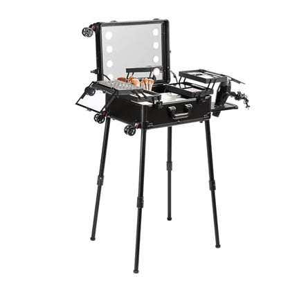 VEVOR Makeup Train Case Professional Makeup Storage Organizer Box Make Up Carrier for Women and Girls - style: Makeup Case With Stand