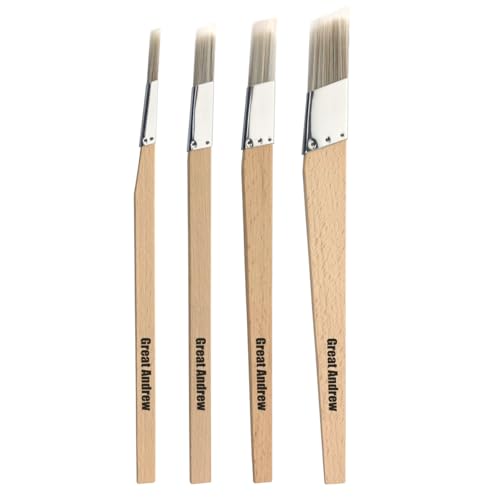 Trim Paint Brushes Set of 4, 0.25" 0.5" 0.7" 1" Slanted Edge Paint Brushes for Detail, Small Cutting in Brushes for Trim, Edges, Corners, Crafts and Home Decor