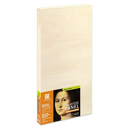 Ampersand Artist Panel Unprimed Basswood, 1.5 Inch Depth, 10X20 Inch (UPWP151020) - size: 10X20, style: 1-1/2" Cradled