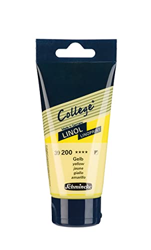 Schmincke - College Linol, Artists' lino Printing Inks, Yellow in 75 ml Tube, 39200013, Low-Odour Water-Based lino Printing Ink, lightfast, Even Print - color: Yellow, size: 2.54 Fl Oz (Pack of 1)