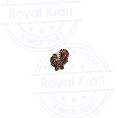 Jaipuri Wood Block Brass Peacock Shapes Clay Printing Stamp - size: BSCtag021
