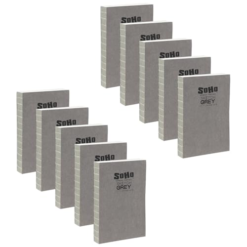 SoHo Urban Artist Open Bound Sketch Pads 10 Pack - Grey - 8.5x11 - Open Coptic Bound Sketch Pads for Drawing, Calligraphy, Any Dry Media, & More - 1200 Sheets Total - color: Grey, size: 8.5x11" - 10 Pack