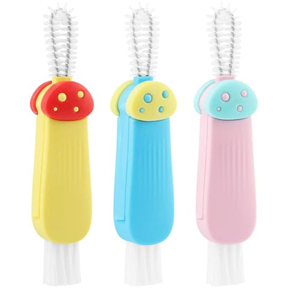 3 in 1 Multifunctional Lid Gap Cleaning Brush Set - Cup, Bottle, Sport Water Bottle (Pink, Yellow, Blue)