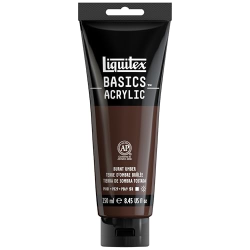 Liquitex BASICS Acrylic Paint, 250ml (8.5-oz) Tube, Burnt Umber - color: Burnt Umber, size: 8.45 Fl Oz (Pack of 1)