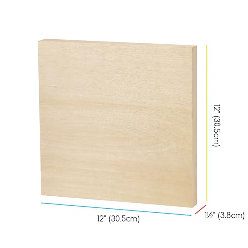 MEEDEN Unfinished Wood Canvas Board: 1-1/2" Deep 12x12” Wooden Canvas Panel Pack of 2 - Blank Cradled Wood Art Board for Painting - size: 12"x12"- 2 Pack