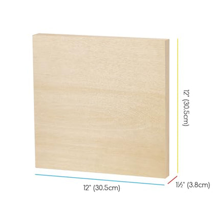 MEEDEN Unfinished Wood Canvas Board: 1-1/2" Deep 12x12” Wooden Canvas Panel Pack of 2 - Blank Cradled Wood Art Board for Painting - size: 12"x12"- 2 Pack