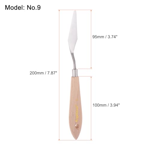 HARFINGTON 2pcs No.9 Painting Palette Knives Stainless Steel Pointy Spatula Pallet Knife with Beech Wood Handle for Oil Acrylic Paint Canvas Mixing Spreading