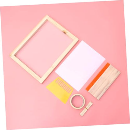 STOBOK Silk Screen Printing Kit with Squeegees Inkjet Transparency Film Frame and Mask Tape DIY Printing Projects and Family Activities