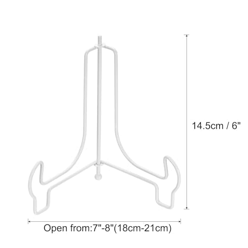 uxcell 6 Inch Plate Stand for Display, Iron Decorative Plate Holders Folding Display Stand Easel for Book Platter Photo Picture Frame Tabletop Art, White