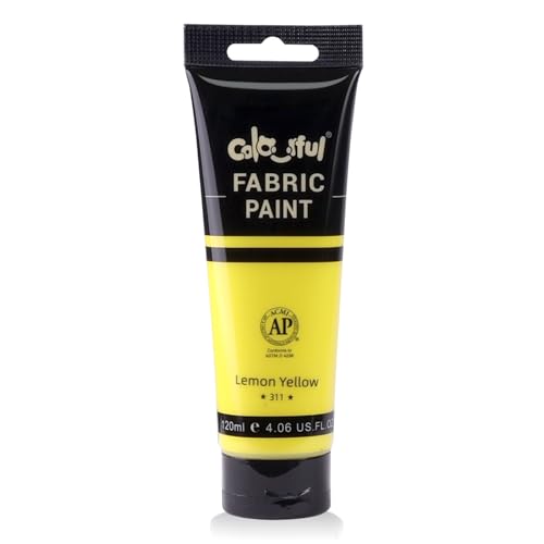 Colorful Permanent Fabric Paint for Furniture, 4 oz (120 ml) Fabric Paint for Clothes, Soft Rich Pigment Non-Toxic Textile Paint for Fabric DIY Crafts T-shirts Shoes Jeans DIY for Adult - color: Lemon Yellow, size: 4 Fl Oz (Pack of 1)