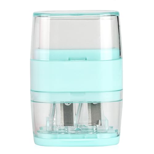 1PCS Manual Pencil Sharpener with Eraser, 2 Sharpening Holes Sharpener with Eraser for School, Office and Home Supplies (Green) - color: Green