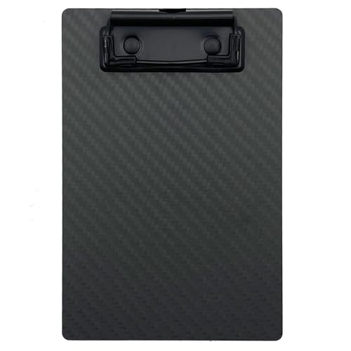 4.3 * 6.5 * 0.06inch Super Hard&Portable Mini Carbon Fiber Clipboard with Hook&Pen Holder,Strong Black Low Profile Clip,Dry Carbon Clip Board,Writing Board A7 Small Note Board - color: Black Clip, size: 4.3*6.5*0.06inch+1Clip