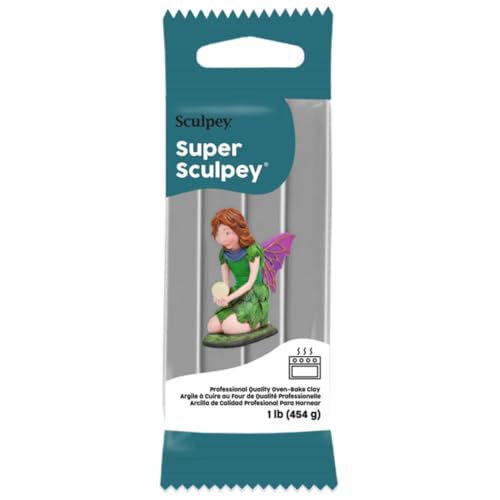 Super Sculpey Professional Quality Oven-Bake Polymer Clay, Gray, 1 lb. (Pack of 3) - size: Gray, 1 lb. (Pack of 3)