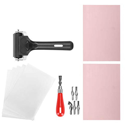 Rubber Stamp Making Kit, Block Printing Kit with Cutter Tools Rubber Carving Blocks Linoleum Cutter Set for Stamp Carving Craft