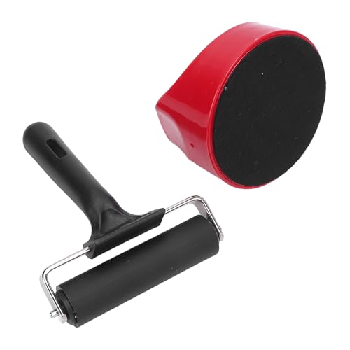 Printing Roller Kit Soft Rubber Roller with Set, Sturdy Metal Structure Plastic Handle 4in Rubber Brayer Roller for Crafting Printing Inking Stamping