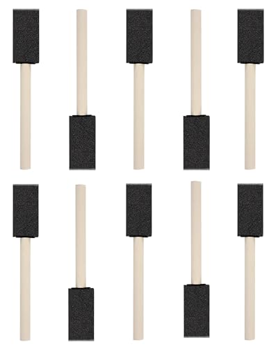 WAFJAMF 10 Pack Poly Foam Paint Brushes 1 Inch Sponge Painting Brushes Wood Handle Paint Sponges Set for Painting Cleaning - size: 10 Pcs