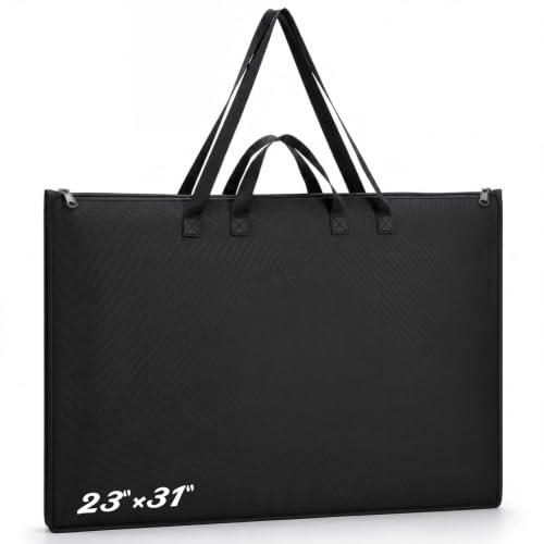 Shinylin Large Art Portfolio Bag, Lightweight Art Portfolio Case with Nylon Shoulder Strap 23" x 31" Waterproof Carrying Storage Case for Artwork Poster Sketching Canvas Photography Collections, Black