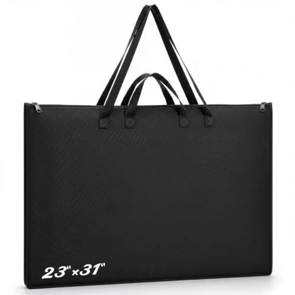 Shinylin Large Art Portfolio Bag, Lightweight Art Portfolio Case with Nylon Shoulder Strap 23" x 31" Waterproof Carrying Storage Case for Artwork Poster Sketching Canvas Photography Collections, Black