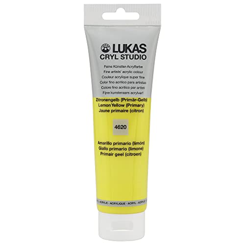 Lukas CRYL Studio Artist Acrylic Paint, Lemon Yellow (Primary), 125 ml Tube - High Pigment Acrylic Paints for Canvas Painting, Large Scale Works - Medium-Viscosity, Water-Mixable, Fast Drying - color: Lemon Yellow (Primary), size: 4.23 Fl Oz (Pack of 1)