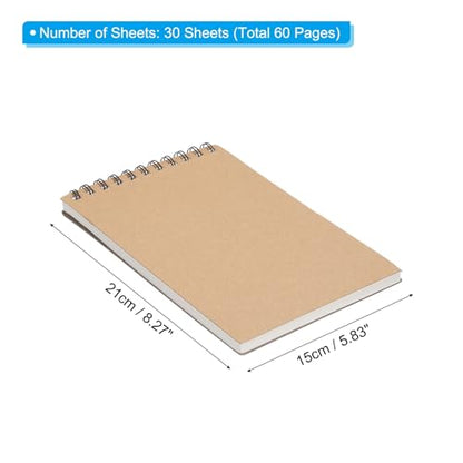 PATIKIL 8 x 6" Top Spiral Bound Sketch Book, 1 Pcs 30 Sheet 60 Pages 160GSM Retro Spiral Sketchbook Notebook for Artist Drawing Painting Writing - size: 8 x 6"