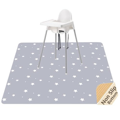 Splat Mat for Under High Chair/Arts/Crafts, WOMUMON Washable Baby Spill Mat Waterproof Anti-Slip Floor Splash Mat, Portable Play Mat and Table Cloth (Star, 51") - color: Star