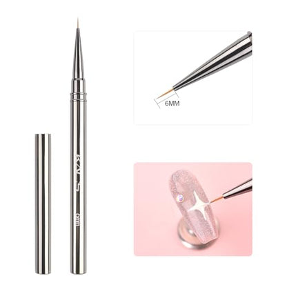 KADS Fine Liner Nail Brush Metal Handle Nail Painting Design Brush Drawing Pen 6mm 9mm 12mm 15mm 18mm (6mm) - color: 6mm (Single)