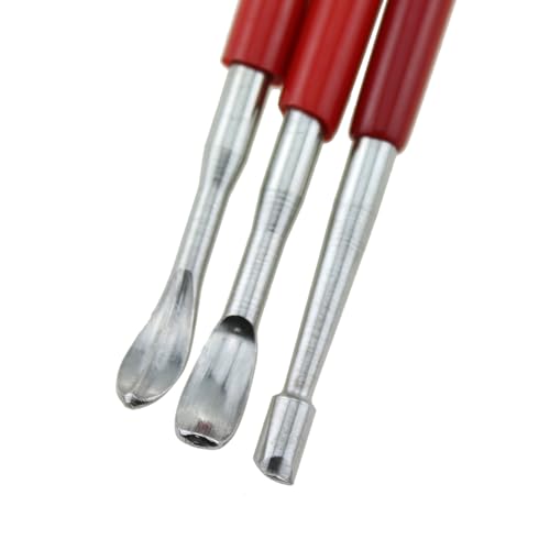 RLECS 3PCS Industrial Leather Engraving Knife Set Length 16.3cm Pressing Rubbing Tool Stainless Steel Sculpting Tool Suitable for Pattern Positioning Line Sketching Clay Modelling