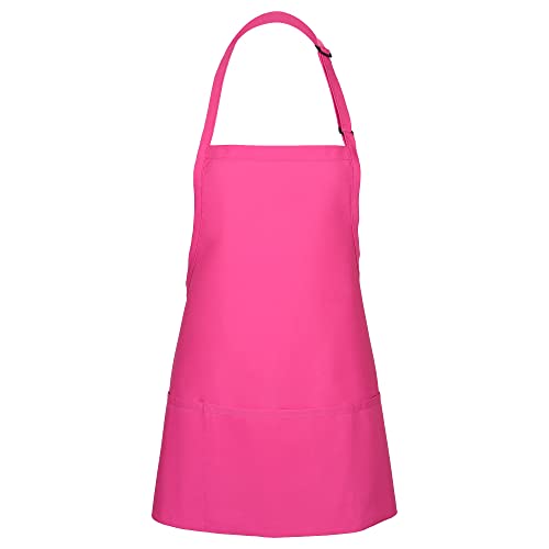 FAME® 3 Pocket Adjustable Unisex Bib Apron - F10 - Restaurants, Home, Hobbyist, Chef, Paint Party, Gardener, Grocery Store - color: Pink, size: One Size