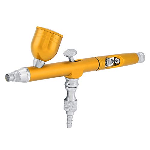 Yosoo Airbrush Kit, Multi-Purpose Feed Dual SpraySet Capacity 0.3MM Spray Kit Tools for Paint Art Tattoo Nail Design(Gold) - color: Gold