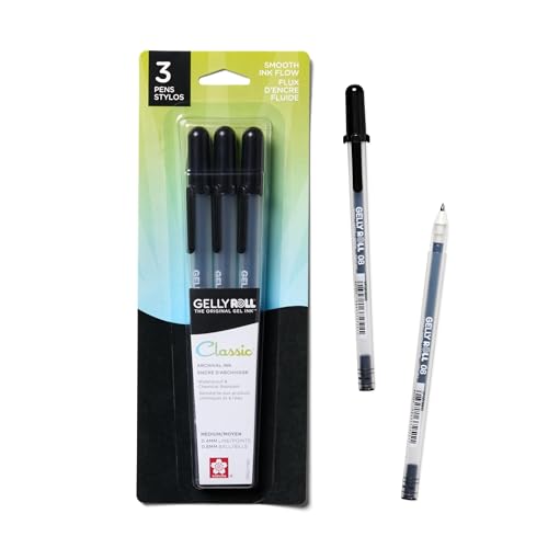 SAKURA 3-Piece Gelly Roll Blister Card Medium Point Gel Ink Pen Set, Black - color: Classic Med 3-pc Black, size: 1 Count (Pack of 3)