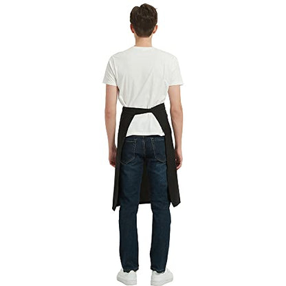 PINDUNCHEF Unisex Two Pocket Bbq Bistro Waiter CookingApron Waterproof Stain Resistant Waist apron - color: Black